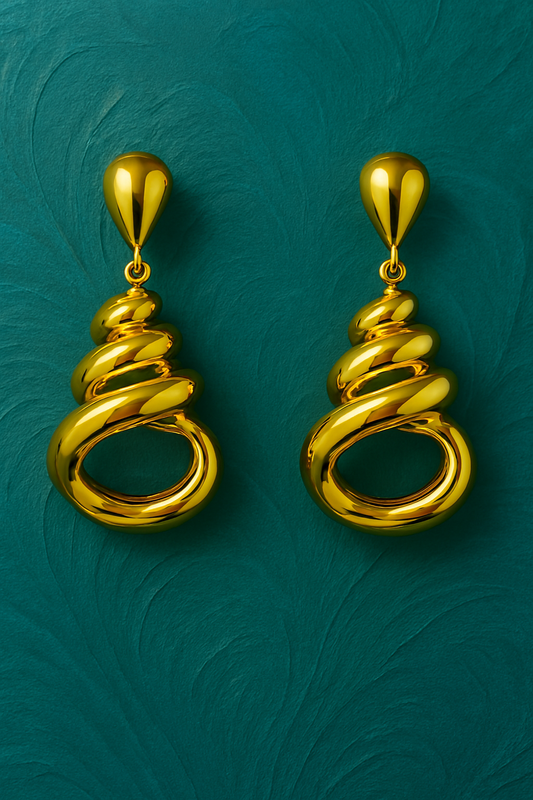 Sculptural Gold Spiral  Earrings