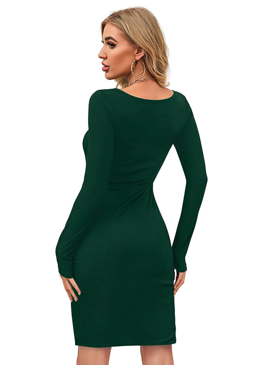 Women Boat-Neck Bodycon Dress