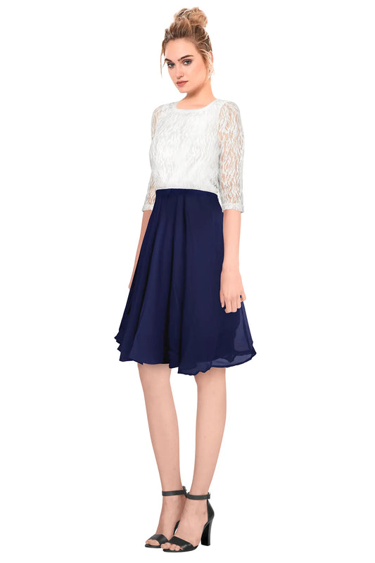 Women Fit and Flare Blue Dress