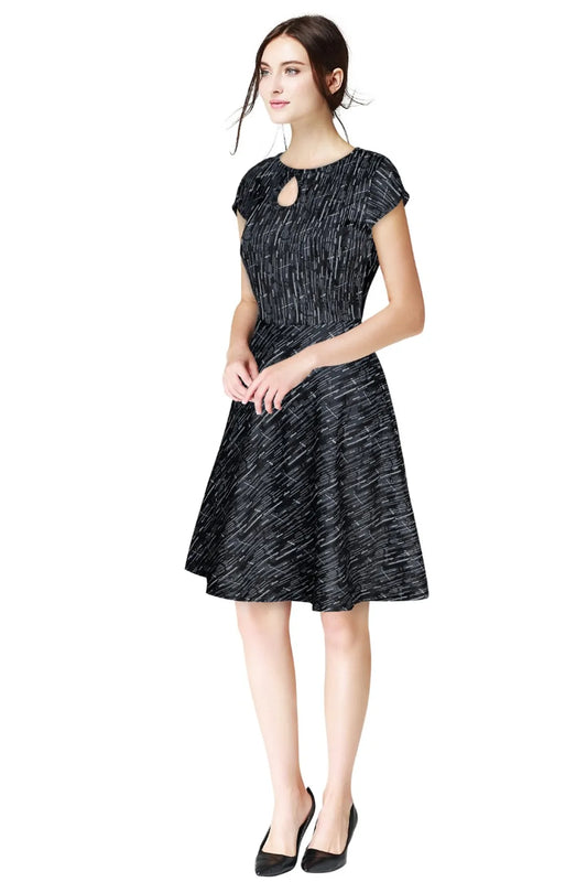 Black Fit & Flare Dress with Keyhole Neckline