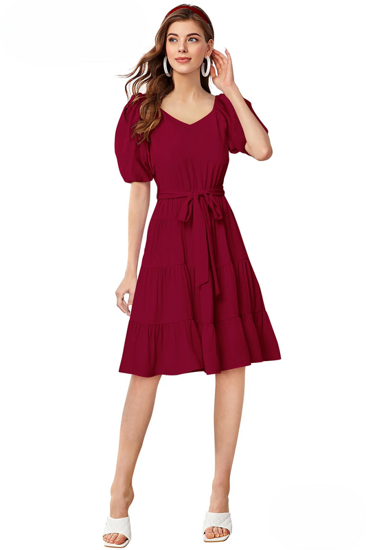 Burgundy Tiered Grace Dress