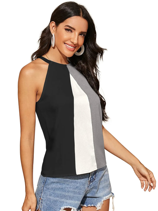 Tricolor Halter Crop Top