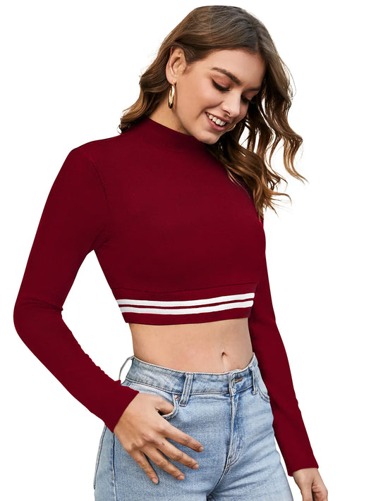Mock Neck Cropped Top