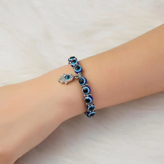 Blue Evil Eye & Hamsa Charm Bracelet