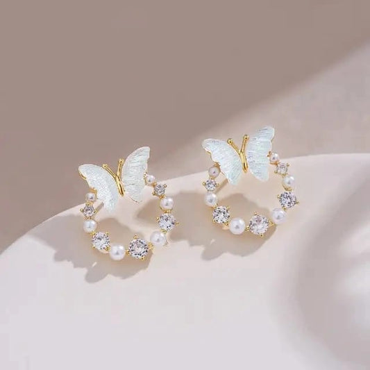 Pearl & Crystal Butterfly Earrings