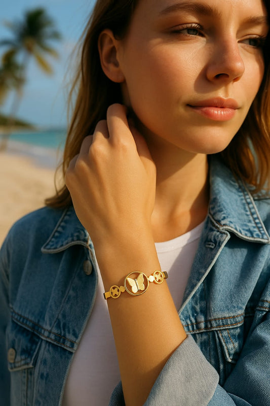 Butterfly Emblem Gold Bracelet