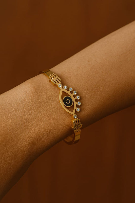 Evil Eye Gold Bracelet with Crystal Accents