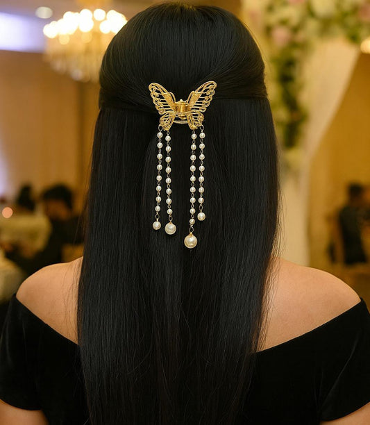 Butterfly Pearl Cascade Hair Clip