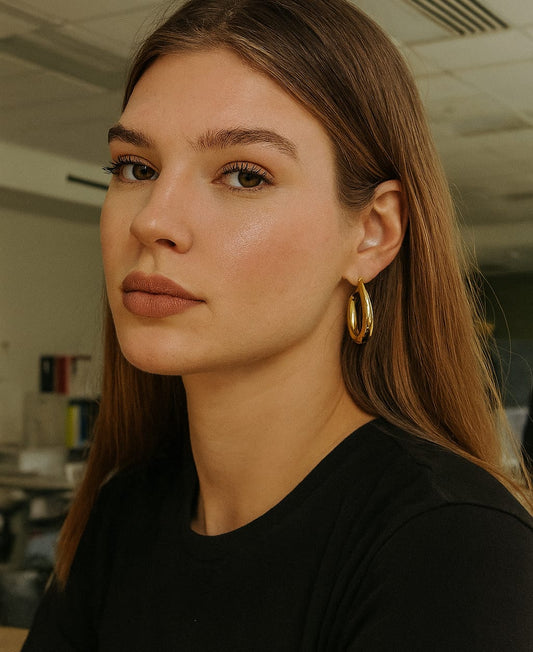 Sculpted Gold Hoop Earrings