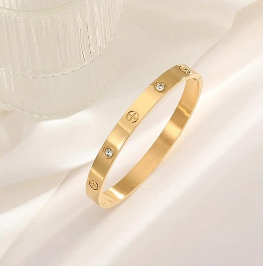 Gem-Embellished Gold Bangle