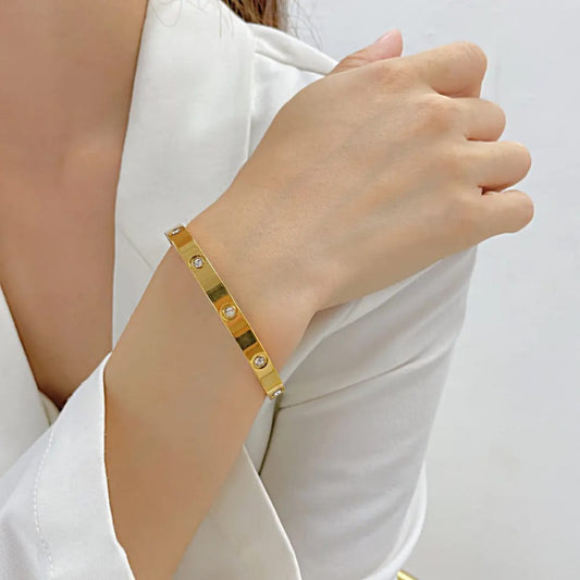 Gem-Embellished Gold Bangle