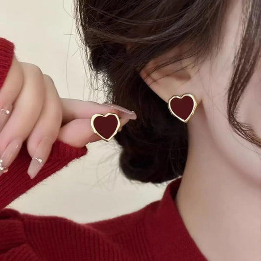 Crimson Heart Statement Earrings