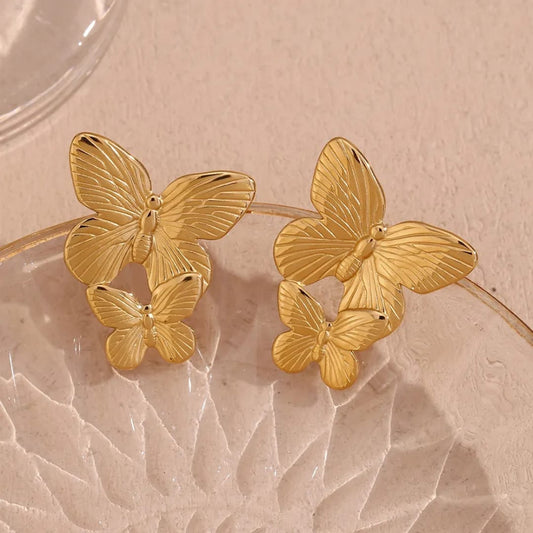 Golden Butterfly Statement Earrings