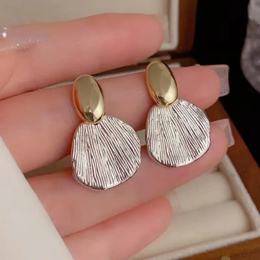 Bi-Metal Sculptural Drop Earrings