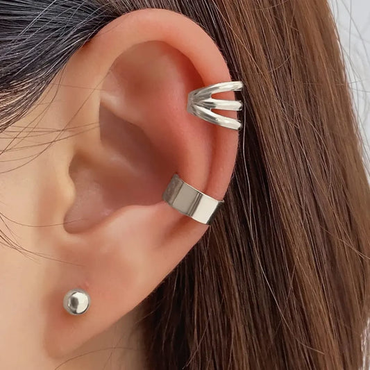 Sculptural Silver Ear Ensemble