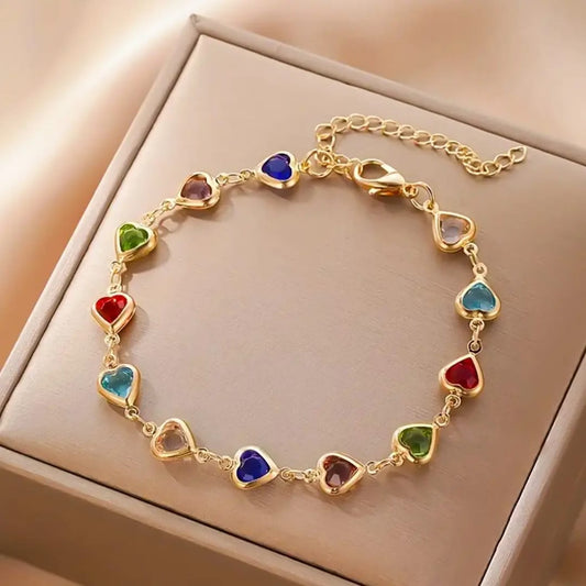 Heart Charm Gemstone Bracelet