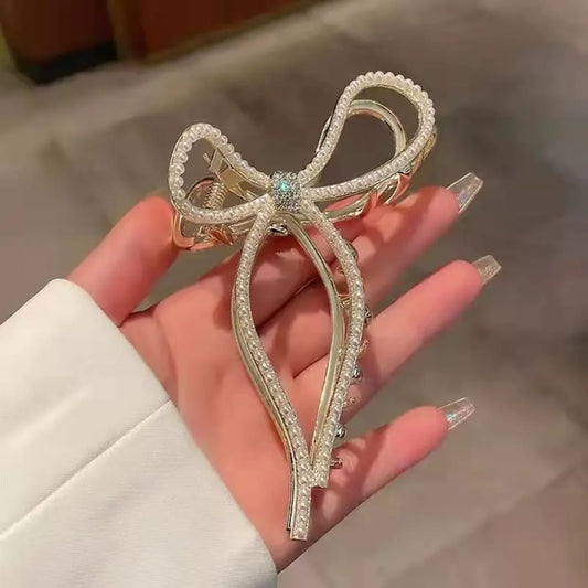 Rhinestone Bow Hair Clip