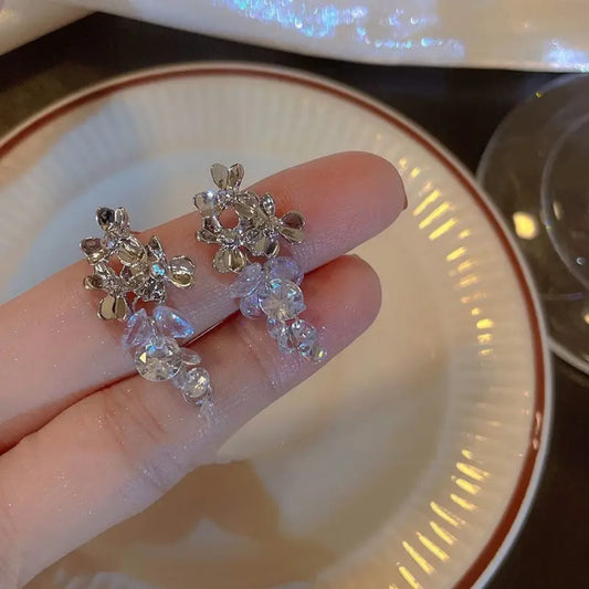 Crystal Floral Drop Earrings