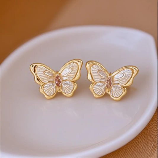 Golden Flutter Butterfly Earrings
