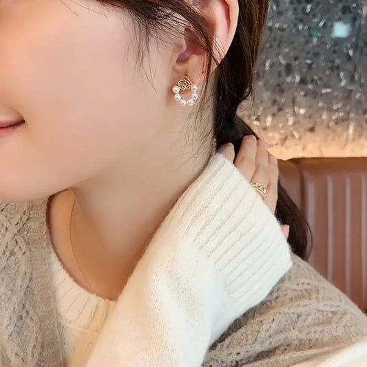 Floral Pearl Hoop Earrings