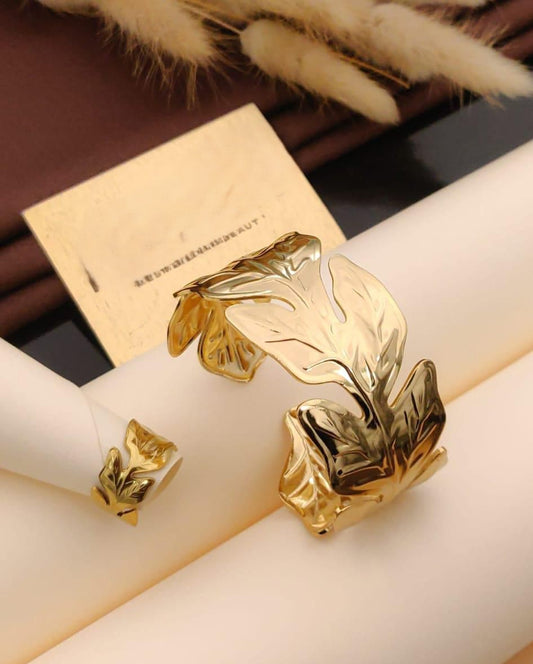 Nature’s Embrace Leaf Cuff & Ring Set