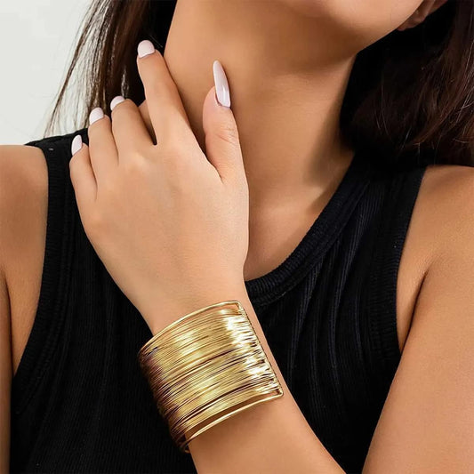 Multi-Strand Silver & Golden Cuff