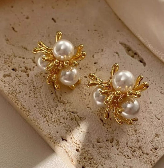 Pearl Cluster Statement Earrings