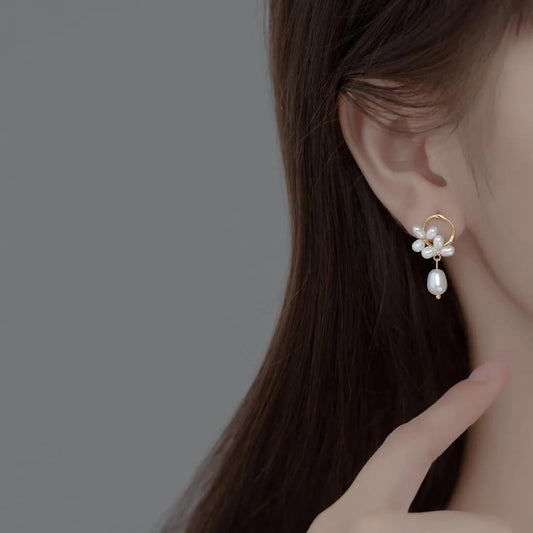 Floral Pearl Drop Studs