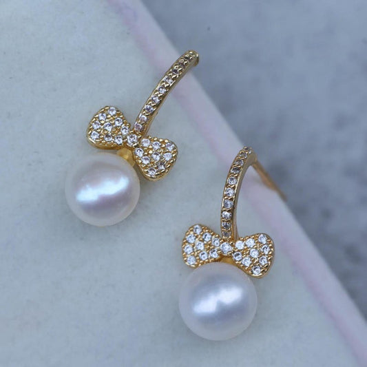 Bow Pearl Drop Earrings