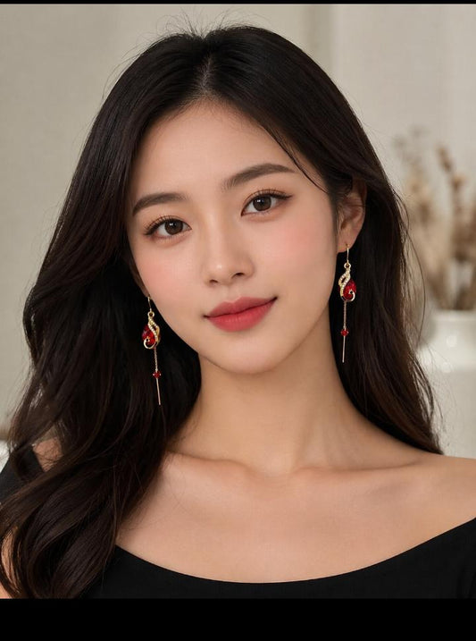 Gold and Red Statement Earrings