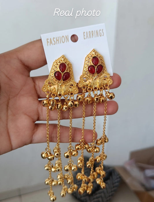 Ornate Gold Chain Drop Earrings