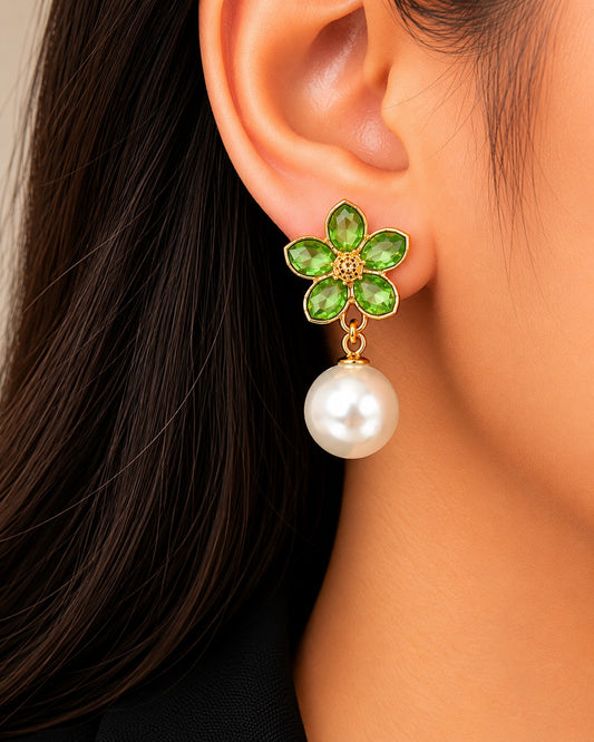 Golden Bloom Pearl Earrings