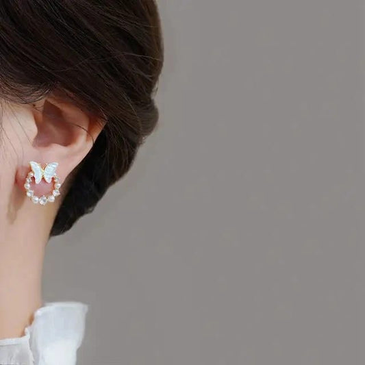 Pearl & Crystal Butterfly Earrings