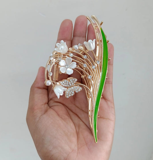 Crystal & Pearl Floral Hair Clip