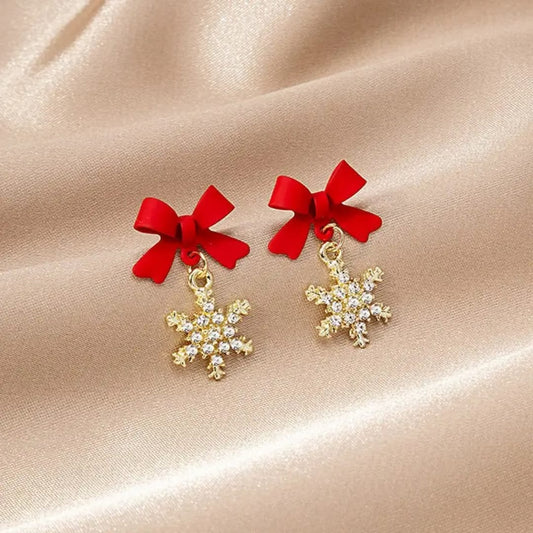 Snowflake Charm Bow Earrings