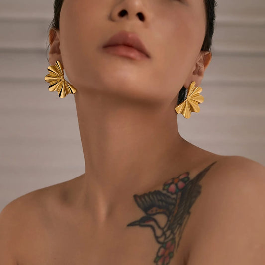 Golden Fan Radiance Earrings