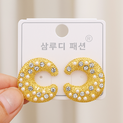 Gold-toned open-circle Korean Earrings