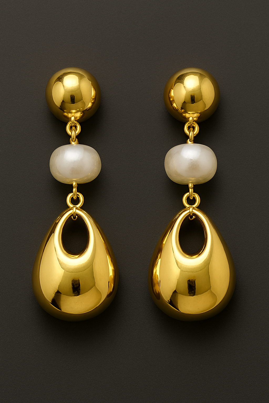 Gold & Pearl Teardrop Earrings