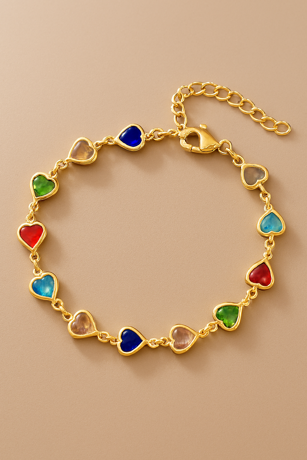 Heart Charm Gemstone Bracelet