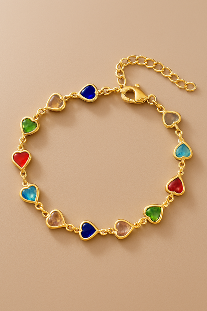 Heart Charm Gemstone Bracelet