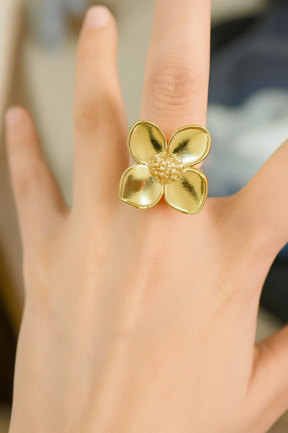 Golden Bloom Statement Ring