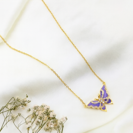 Purple Butterfly Pendant Necklace