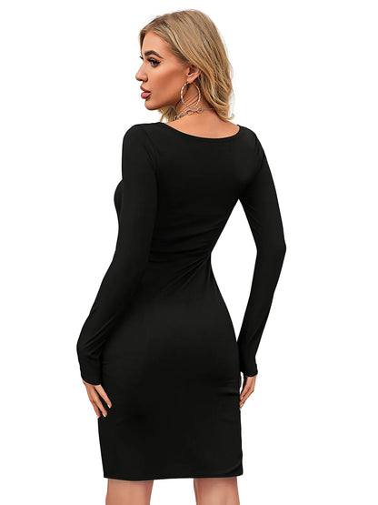 Women Boat-Neck Bodycon Dress
