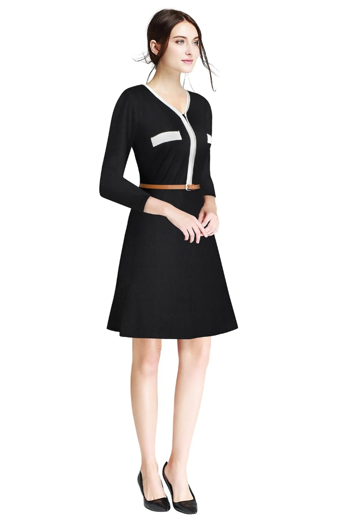 Women's Fit and Flare Midi Knee Length Dress