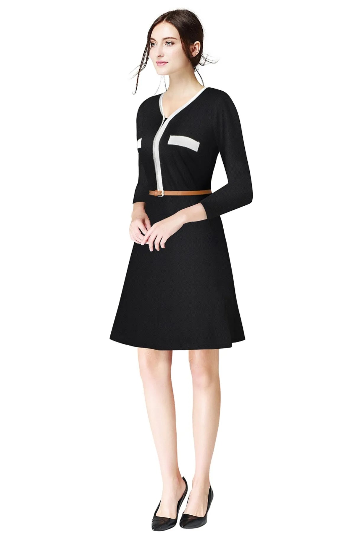 Women's Fit and Flare Midi Knee Length Dress