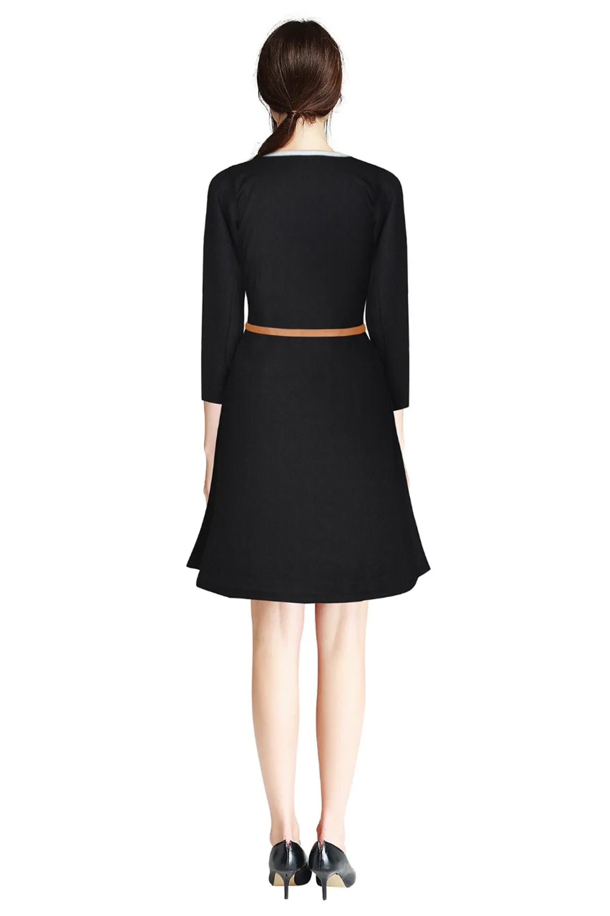 Women's Fit and Flare Midi Knee Length Dress