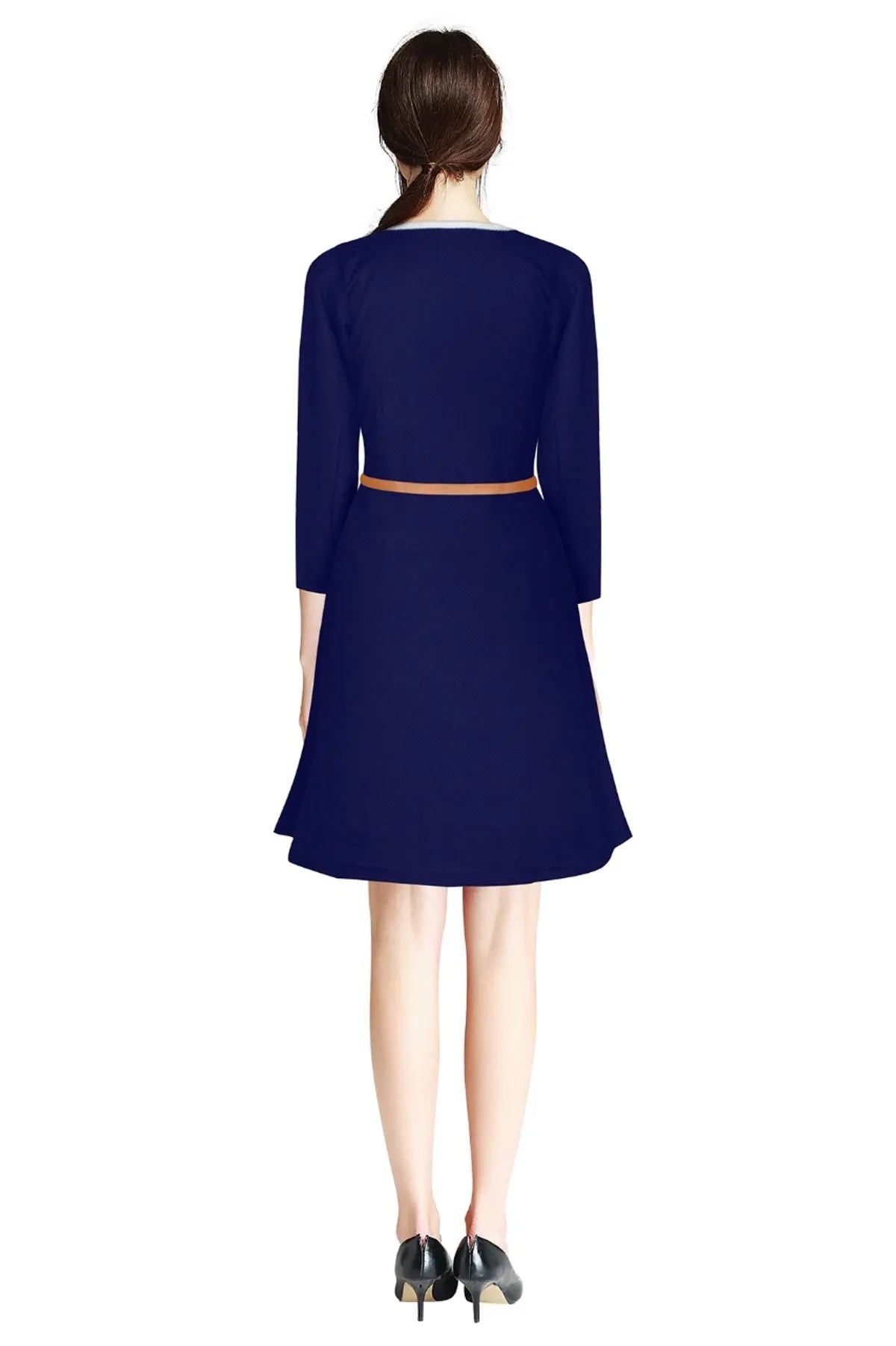 Women's Fit and Flare Midi Knee Length Dress