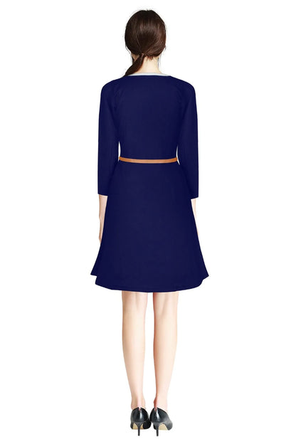 Women's Fit and Flare Midi Knee Length Dress