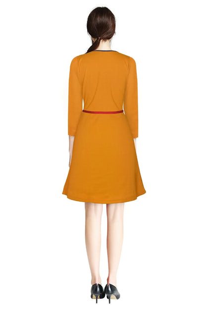 Women's Fit and Flare Midi Knee Length Dress