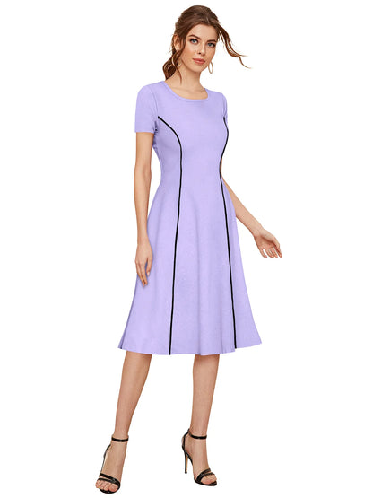 Women Bodycon Dress with Contrast Piping